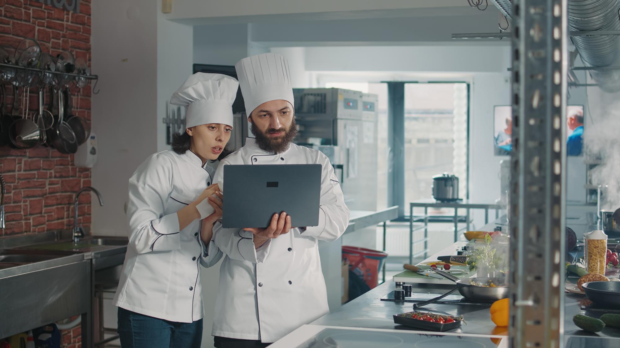 Students collaborating in a modern kitchen